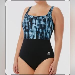 TYR Women's Durafast Elite Tremiti Scoop Neck Controlfit Black/grey Size 24 New